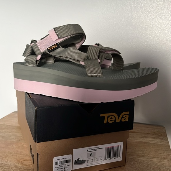 Teva Olive Green and Pink Sandals - Picture 4 of 8